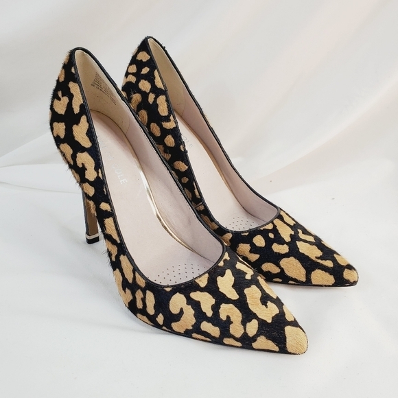 Kenneth Cole Pump, Real Calf Fur, Natural & Black Color Giraffe Print, Size 8 - Picture 2 of 10